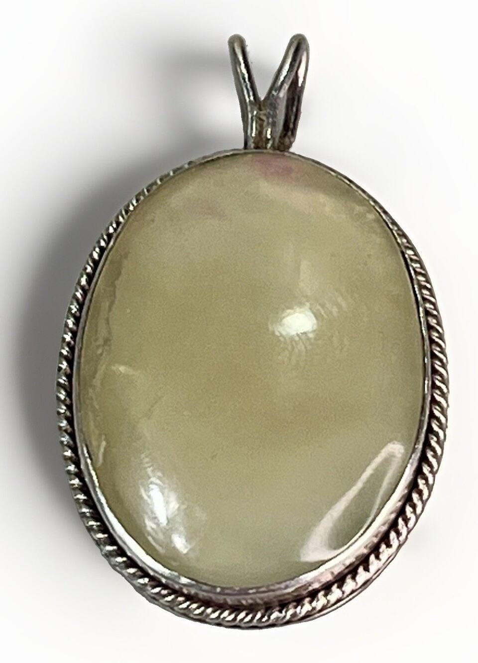 Native American Sterling Silver Chalcedony Statement Pendant Navajo 9g- Signed